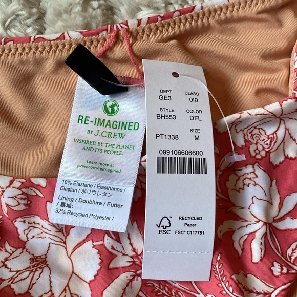 J Crew Curved waist cheeky bikini bottom in tossed floral NWT - Picture 3 of 4